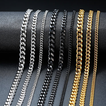 Cuban Chain Necklace Basic Punk Stainless Steel Curb Link Chain Chokers