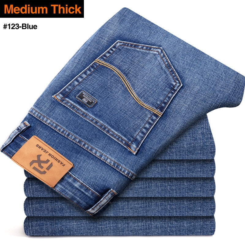 Stretch Regular Fit Jeans Business Casual Classic Style Fashion Denim Trousers