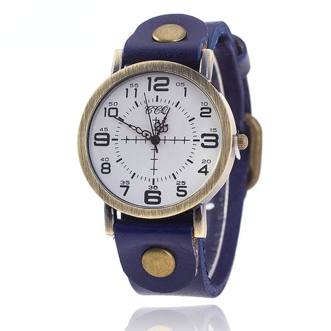 Vintage Cow Leather Bracelet Watch Women Wrist Watches