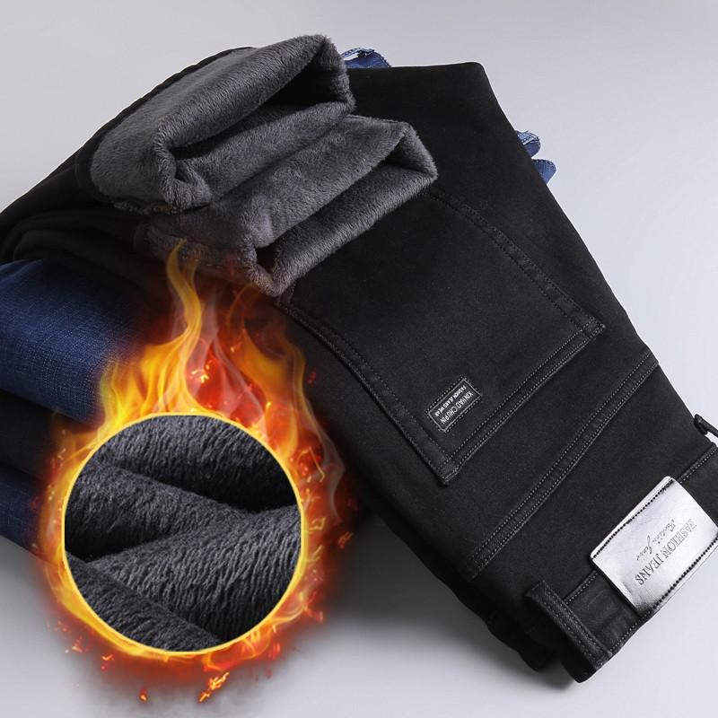 Jeans Brand Warm Flocking Warm Soft  Men Activities Warm Fleece