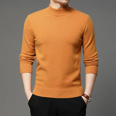 Men Turtleneck Pullover Sweater Fashion Solid Color Thick and Warm