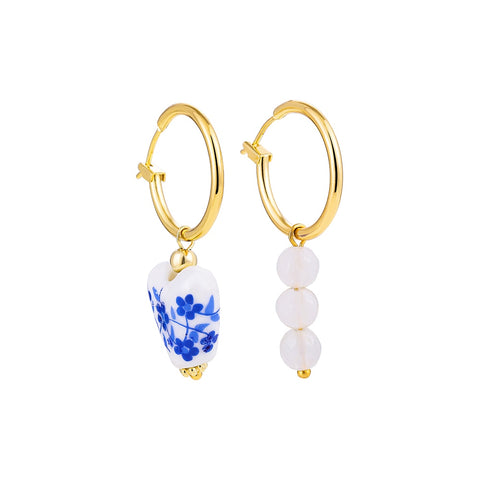 Bohemian Handmade Natural Stone Beads Hoop Earrings