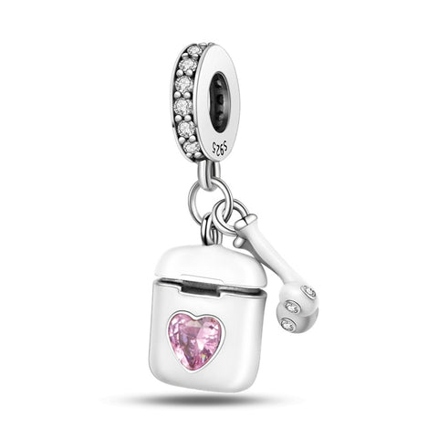Silver Color Heart Shaped Charms Beads
