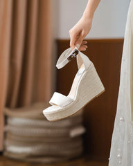 Wedges Women Sandals Platform Open Toe Ankle Strap Cover Heel Dress