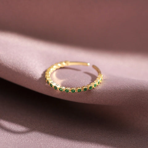 Trendy Fine Emerald Opening Rings for Women Adjustable Design