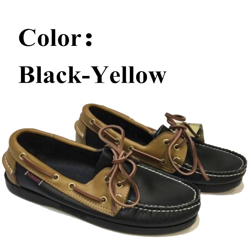 Men Genuine Leather Driving Shoes Docksides Classic Boat Shoe