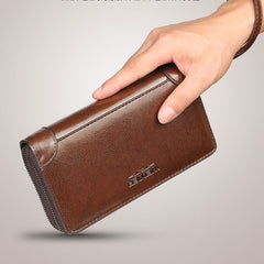 Men Long Wallet Men Double Zipper Coin Pocket Male Wallet