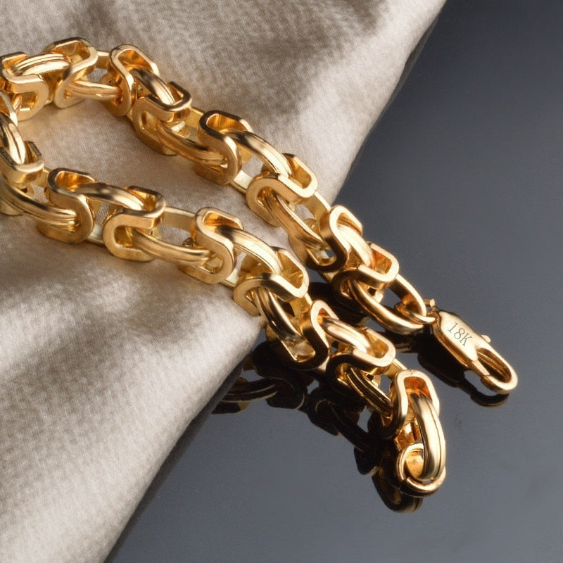 Gold Plated Mens Bracelet, Mens Gold Chain Bracelet