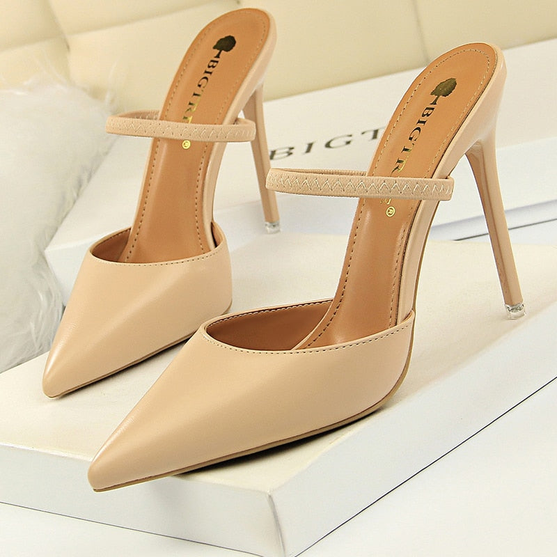 Shoes Rivet High Heels Woman Pumps Pu Leather Women Heels 9cm