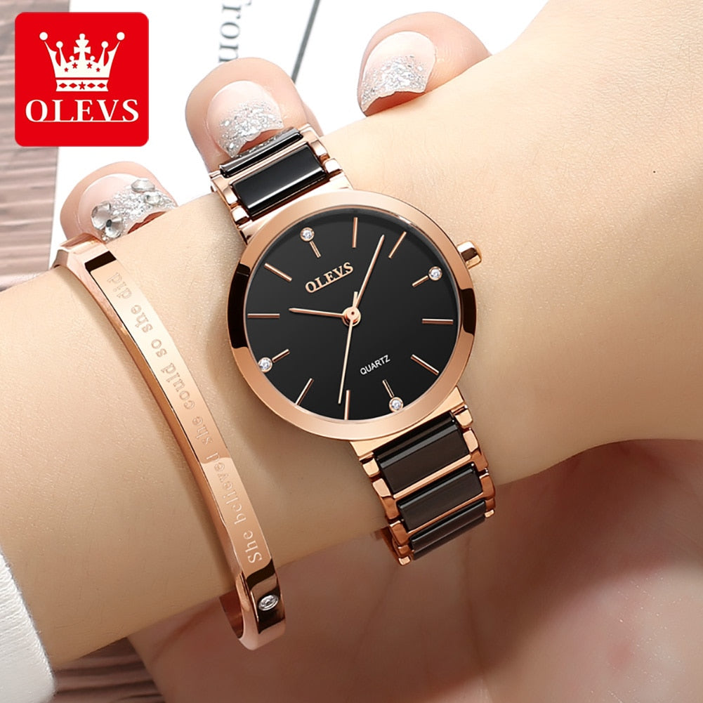 Quartz Watches for Women Ceramic Strap Waterproof