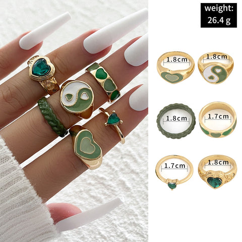 Antique Silver Color Vintage Bohemia Rings Set