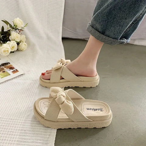 Style Fairy Style Lady Summer Slippers Thick Platform Flat Sandals