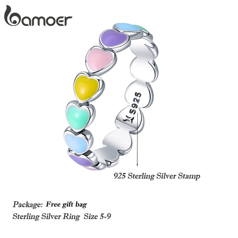 Silver Rainbow Heart Finger Ring fMini Hearts Trendy Party Jewelry