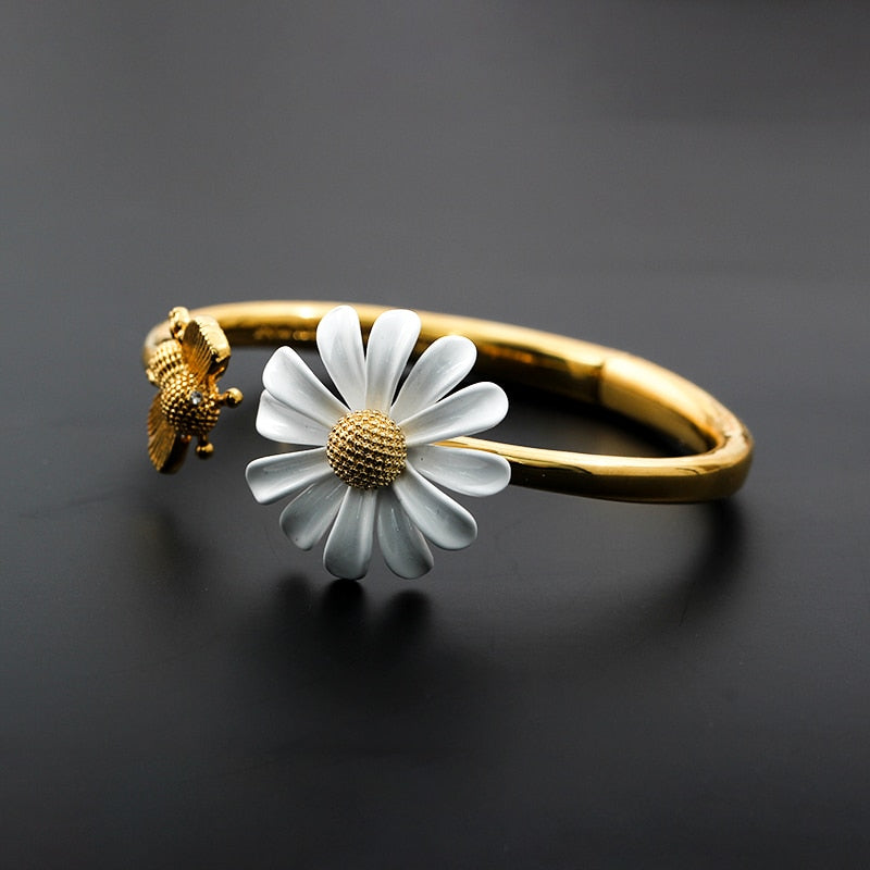 Vintage Daisy Flower Open Rings For Women Style Sunflower Adjustable Finger Ring