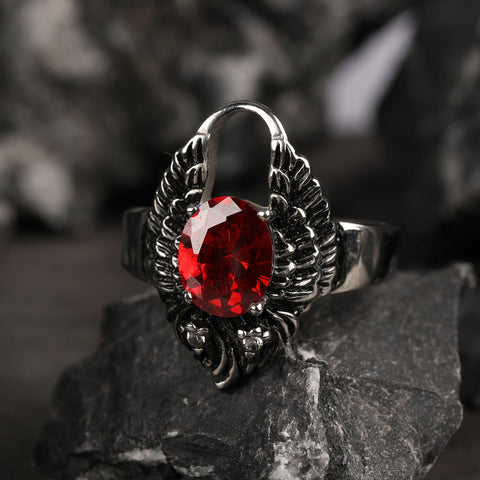 Zircon Stone Men Ring Vintage Titanium Stainless Steel Seal Rings Male Jewelry