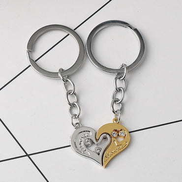 Couple Keychain I Love You Heart Key Rings Crystal Heart Key