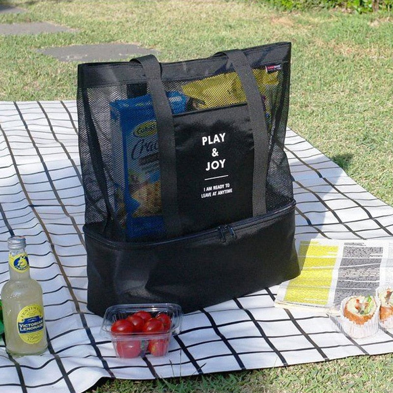 High Capacity Mesh Transparent Bag Double-layer Large Picnic Beach Bags