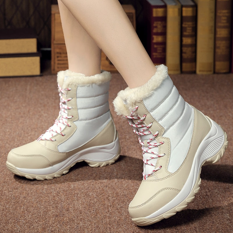 Boots Mid-Calf Snow Boots Women Lace-up Comfortable Ladies Boots