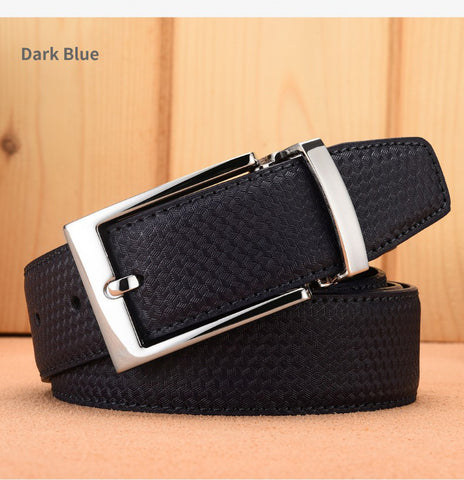 Man Cowskin Leather Belts For Men Jeans Plaid Strap