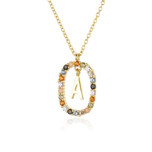 Silver Gold Letters A - Z  Initial M S C K Alphabet Long Chain Necklace