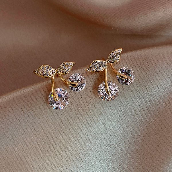 Flower Crystal Temperament Geometric Shiny Zircon Earrings Statement Earrings