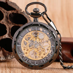 Vintage Watch Necklace Steampunk Skeleton Mechanical Fob Pocket