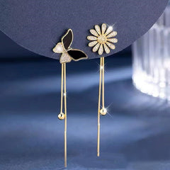 Daisy Flower Bee Stud Earrings Sunflower Butterfly Zircon