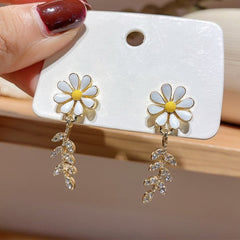 Daisy Flower Bee Stud Earrings Sunflower Butterfly Zircon