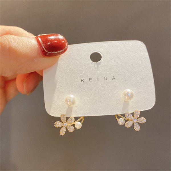 Flower Crystal Temperament Geometric Shiny Zircon Earrings Statement Earrings