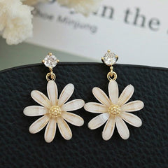 Daisy Flower Bee Stud Earrings Sunflower Butterfly Zircon