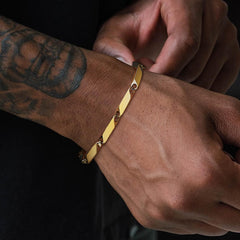 Bar Link Baht Link Chain Bracelet Stainless Steel Gold Plated Bamboo Bracelets