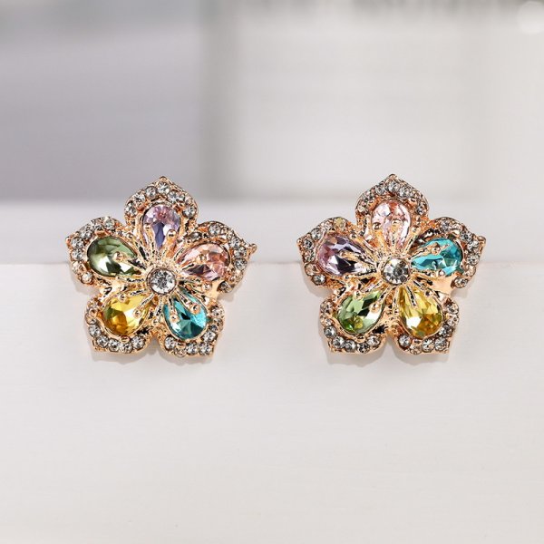 Flower Crystal Temperament Geometric Shiny Zircon Earrings Statement Earrings