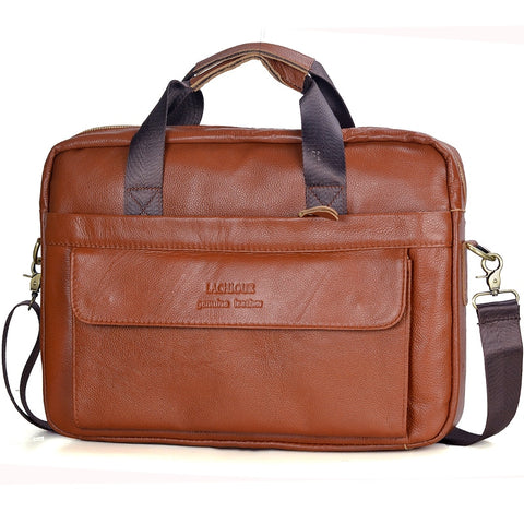 Men Genuine Leather Handbags Casual Leather Laptop Bags Male Business